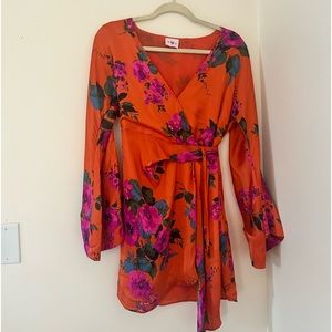 Buddy Love Vibrant Orange and Pink Floral Mini Dress